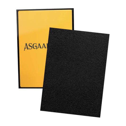 Asgaardian 1101 Pure Black sleeve: clear front over a card, and the textured black back