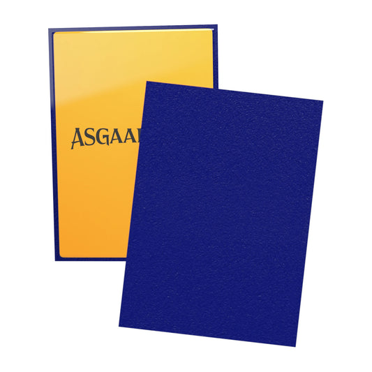 Asgaardian 1103 Royal Blue sleeve: clear front over a card, and the textured blue back
