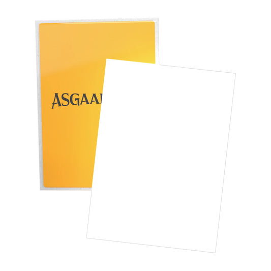 Asgaardian 1105 Plain White sleeve: clear front over a card, and the textured white back